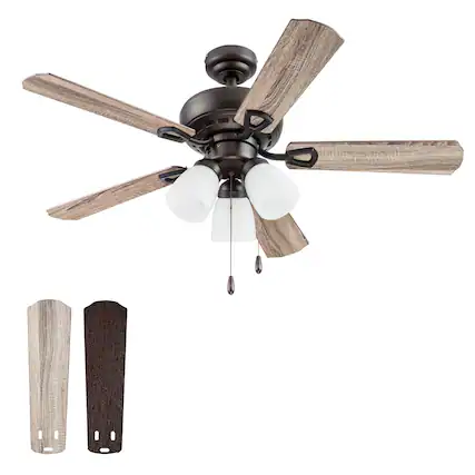 Front. Portage Bay - Portage Bay Miller Park Ceiling Fan w/ 5 Reversible Blades & Motor, 44", Bronze - Bronze.