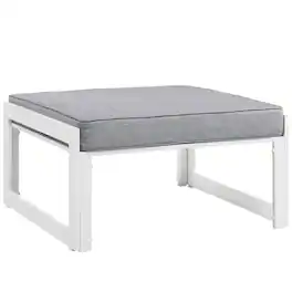 Fortuna Outdoor Patio Ottoman by Modway - White Gray