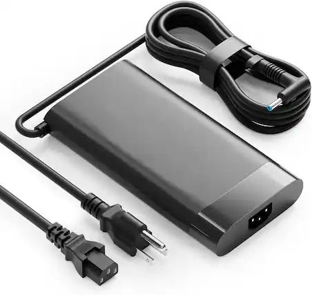 Front. HP - 200W Laptop Charger for HP Victus 15/16, OMEN 15/17 & Pavilion 15/17 with Power Cord - Black.