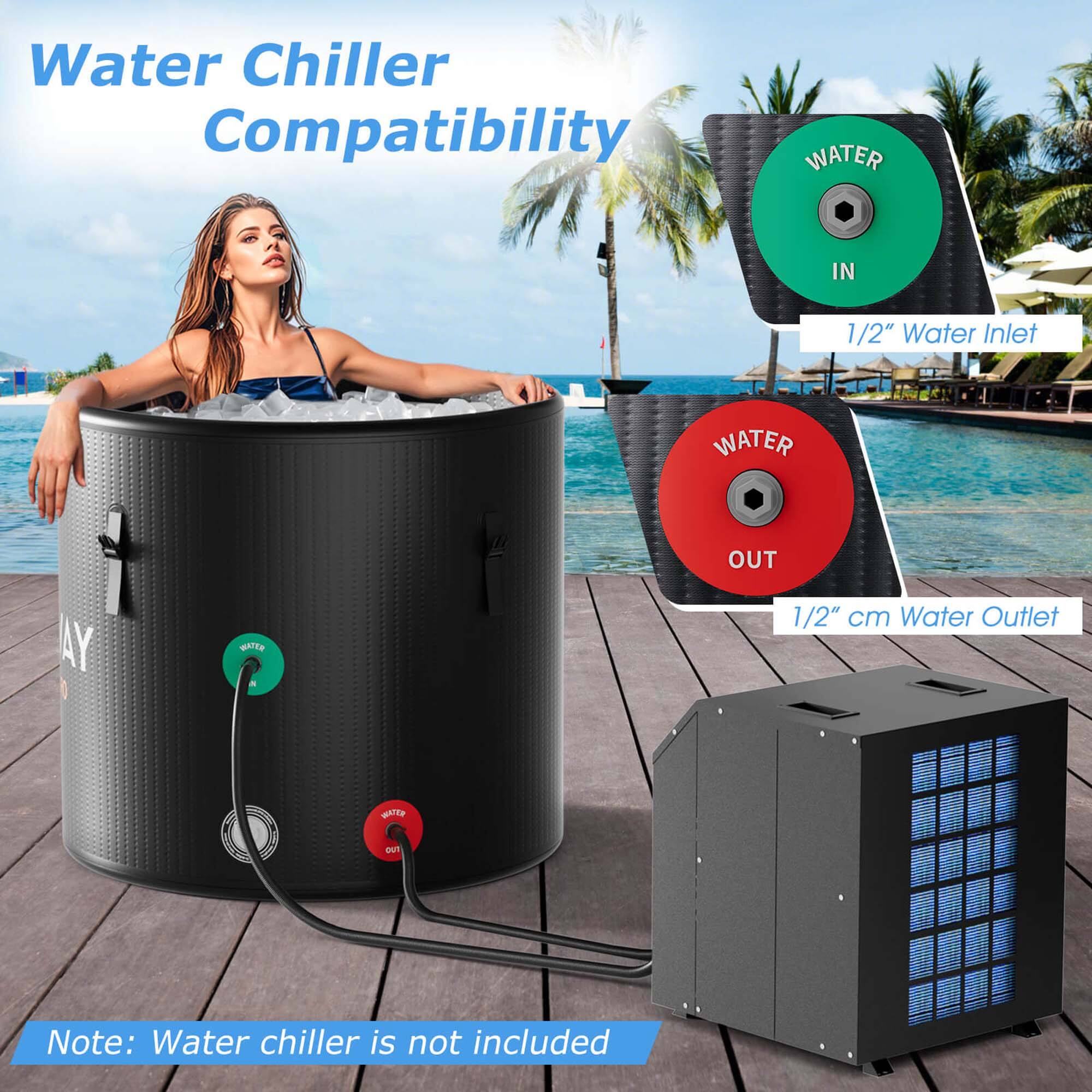 Water Chiller Compatibility: Water Inlet (1/2") Water Outlet (1/2") Note: Water chiller is not included.