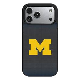 Keyscaper - NCAA - Michigan Wolverines Linen Logo iPhone Magnetic Bump Case - 17 Pro - Black