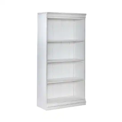 Front. Liberty Furniture Industries - Magnolia Manor 60 Inch Bookcase Office Storage - Antique White & Weathered Bark - Antique White & Weathered Bark.