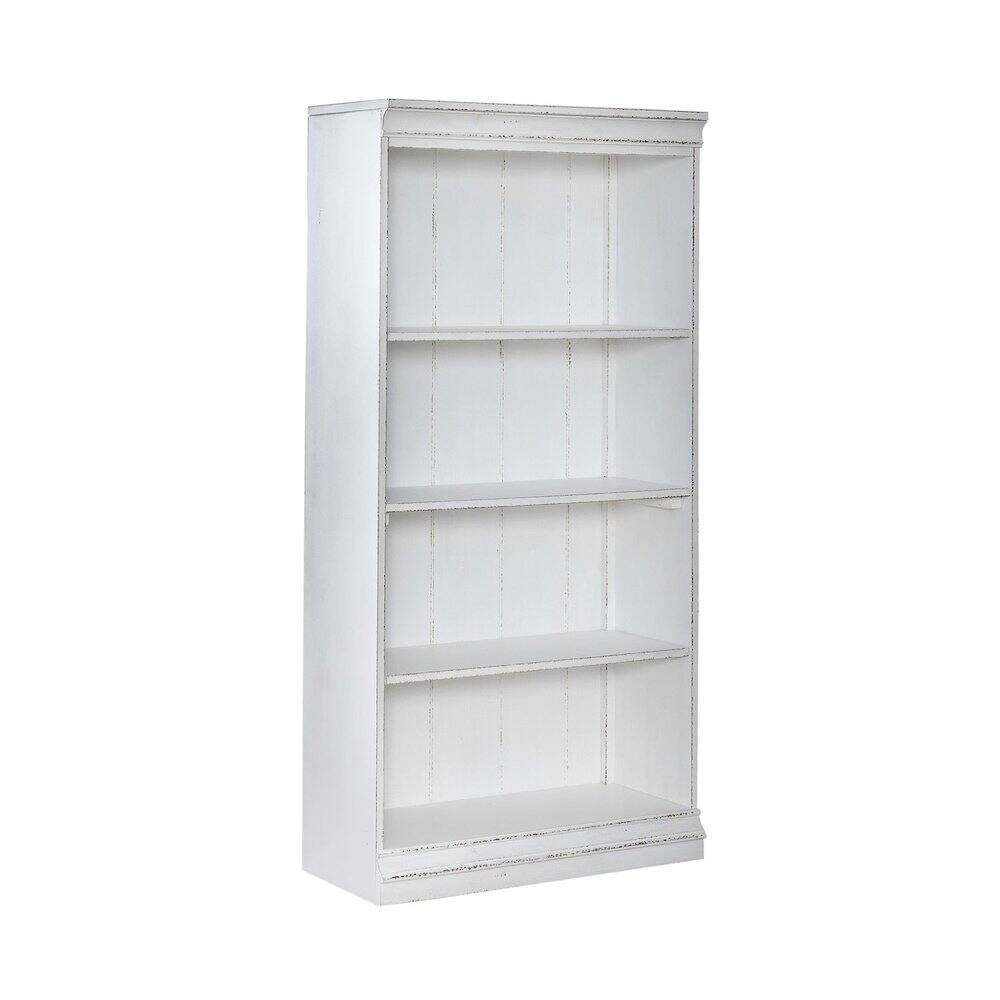 Liberty Furniture Industries - Magnolia Manor 60 Inch Bookcase Office Storage - Antique White & Weathered Bark