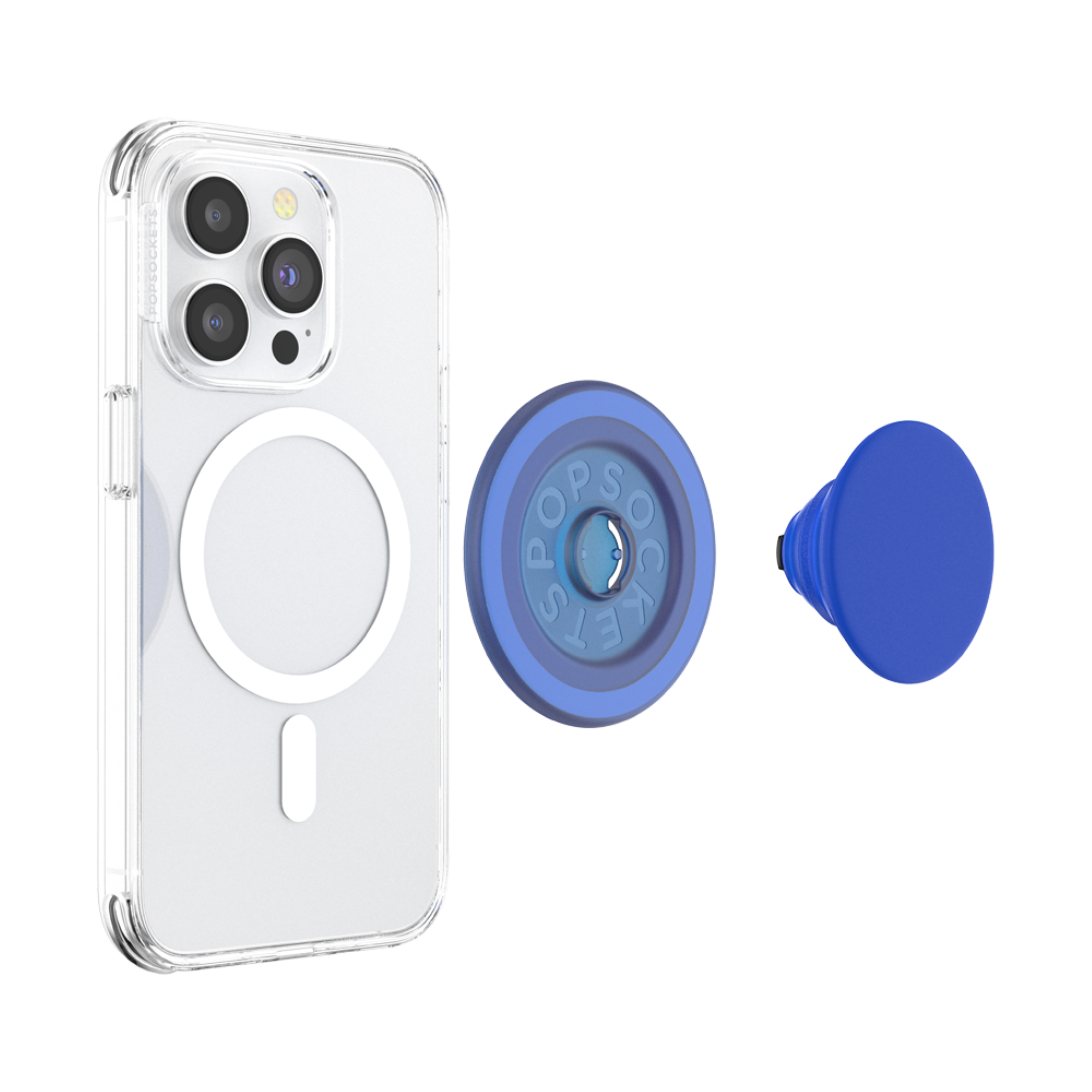 Left. PopSockets - MagSafe PopGrip Universal Magnetic Grip & Stand with Adapter Ring for Cell Phones - Cobalt.