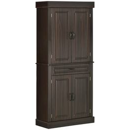 Homcom - Freestanding Kitchen Pantry with 4 Doors and 2 Large Cabinets - Coffee