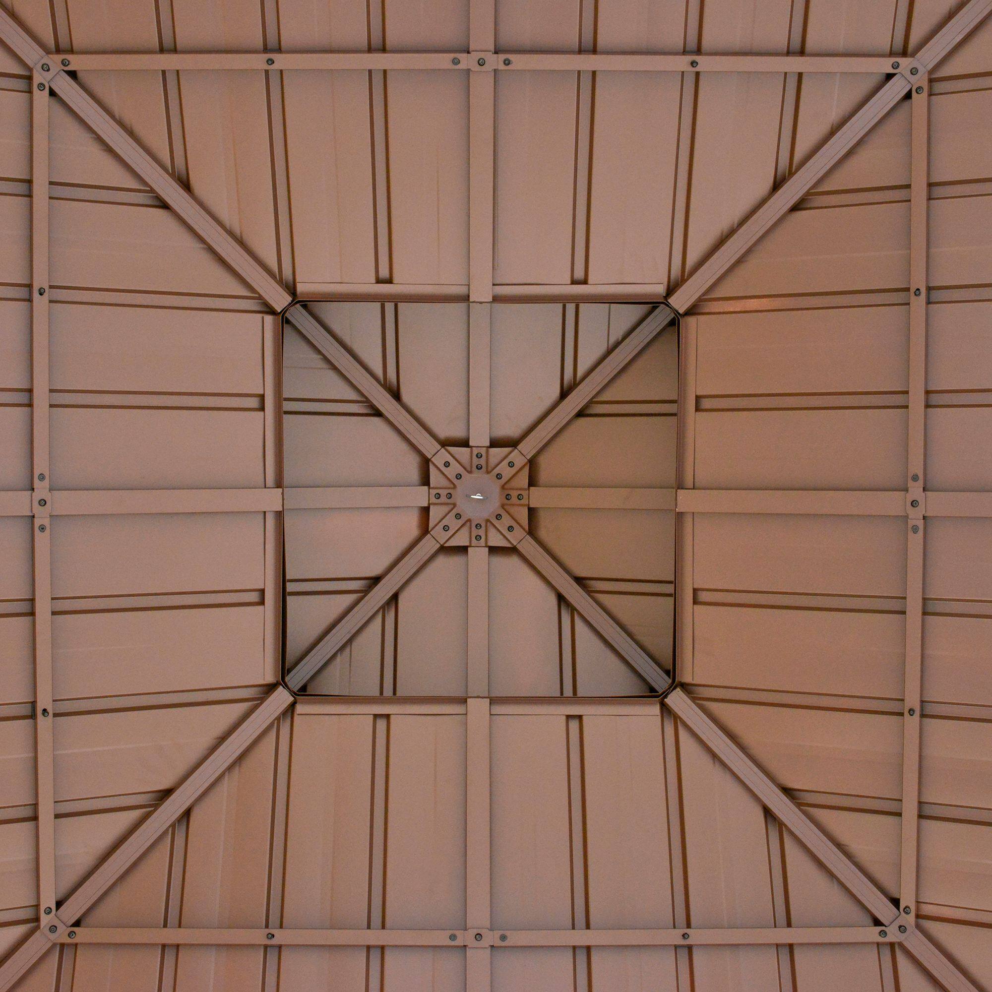 Alt View 7. Outsunny - Outsunny 10' x 10' Hardtop Gazebo with Galvanized Steel Double Roof, Wooden Frame, Permanent Pavilion - Brown.