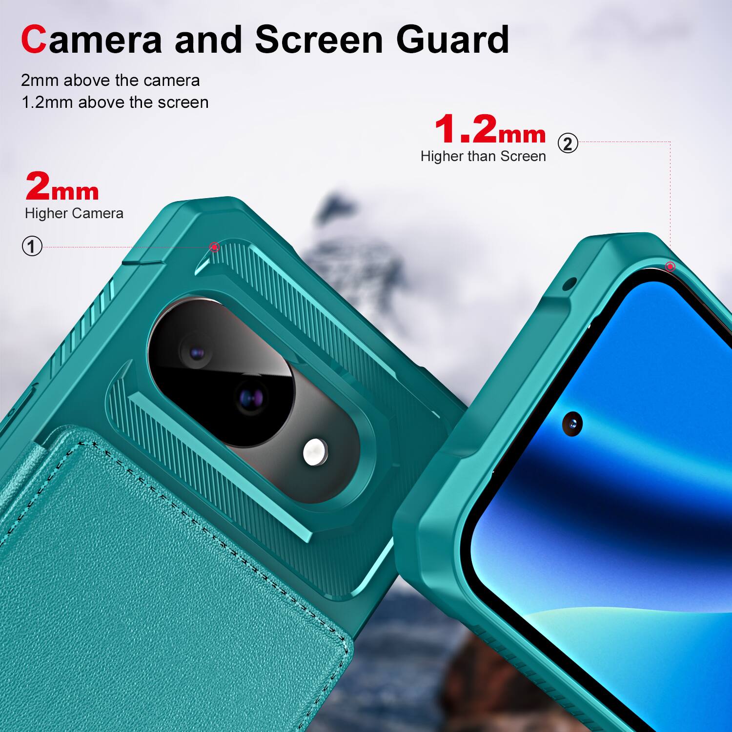 Camera and Screen Guard

2mm above the camera  
1.2mm above the screen

2mm  
Higher Camera

1.2mm  
Higher than Screen
