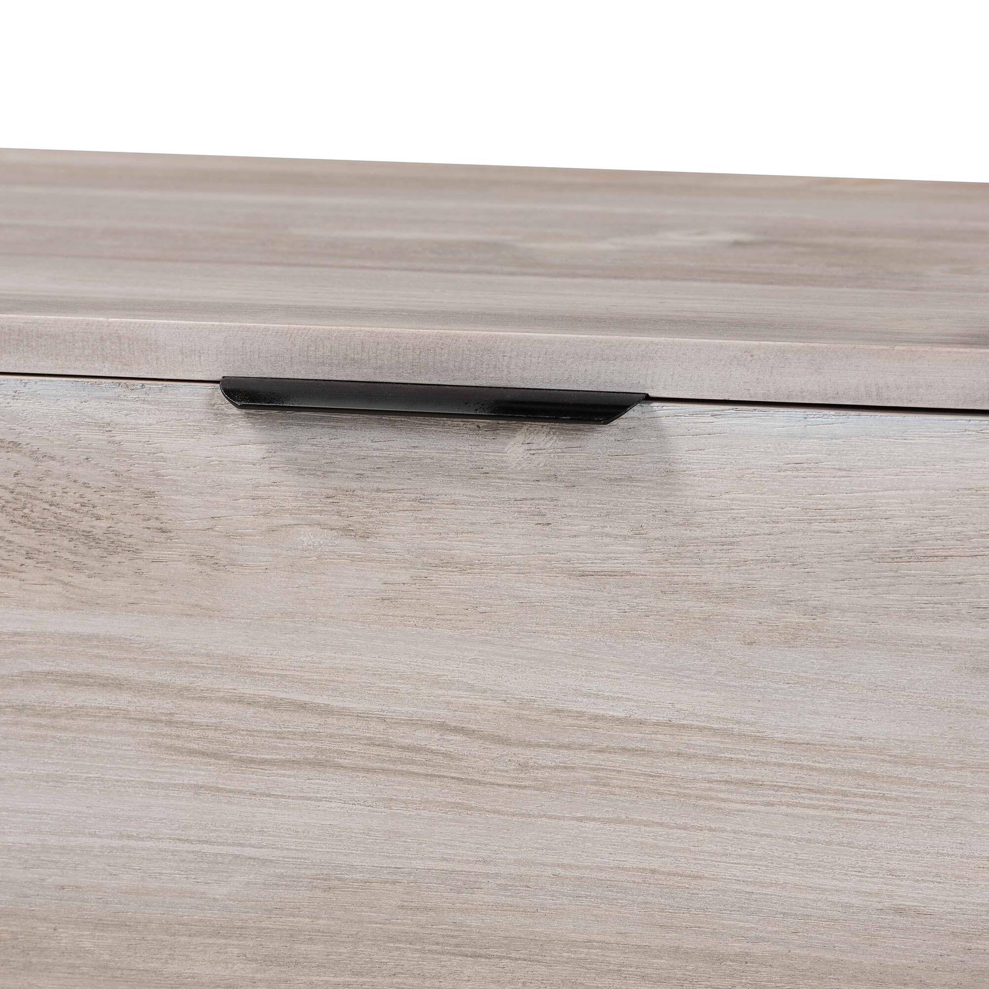 Alt View 2. bali & pari - Alvaro Wood Storage Trunk with Hinged Lid - Rectangular Blanket Chest and Bedroom Bench with Spacious Interior - White Wash/Black.