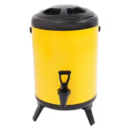 Front. Stock Preferred - Stainless Steel Insulated Beverage Dispenser with Spout - Yellow.