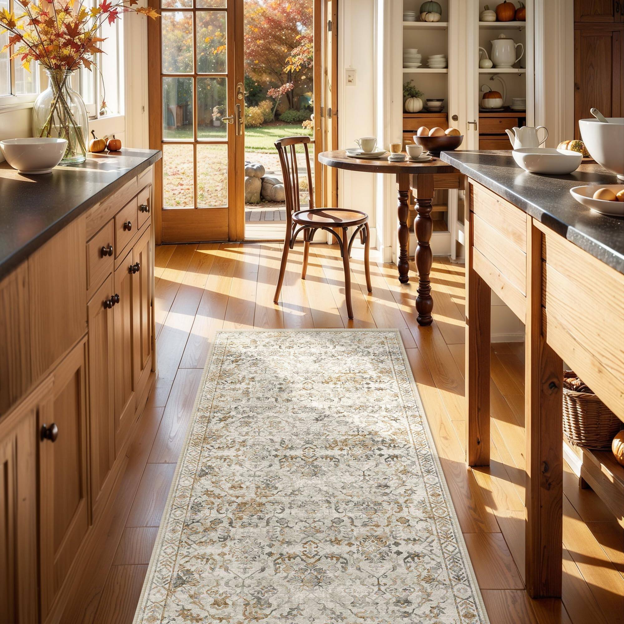 Distressed Cream Grey Brown 2'x6'