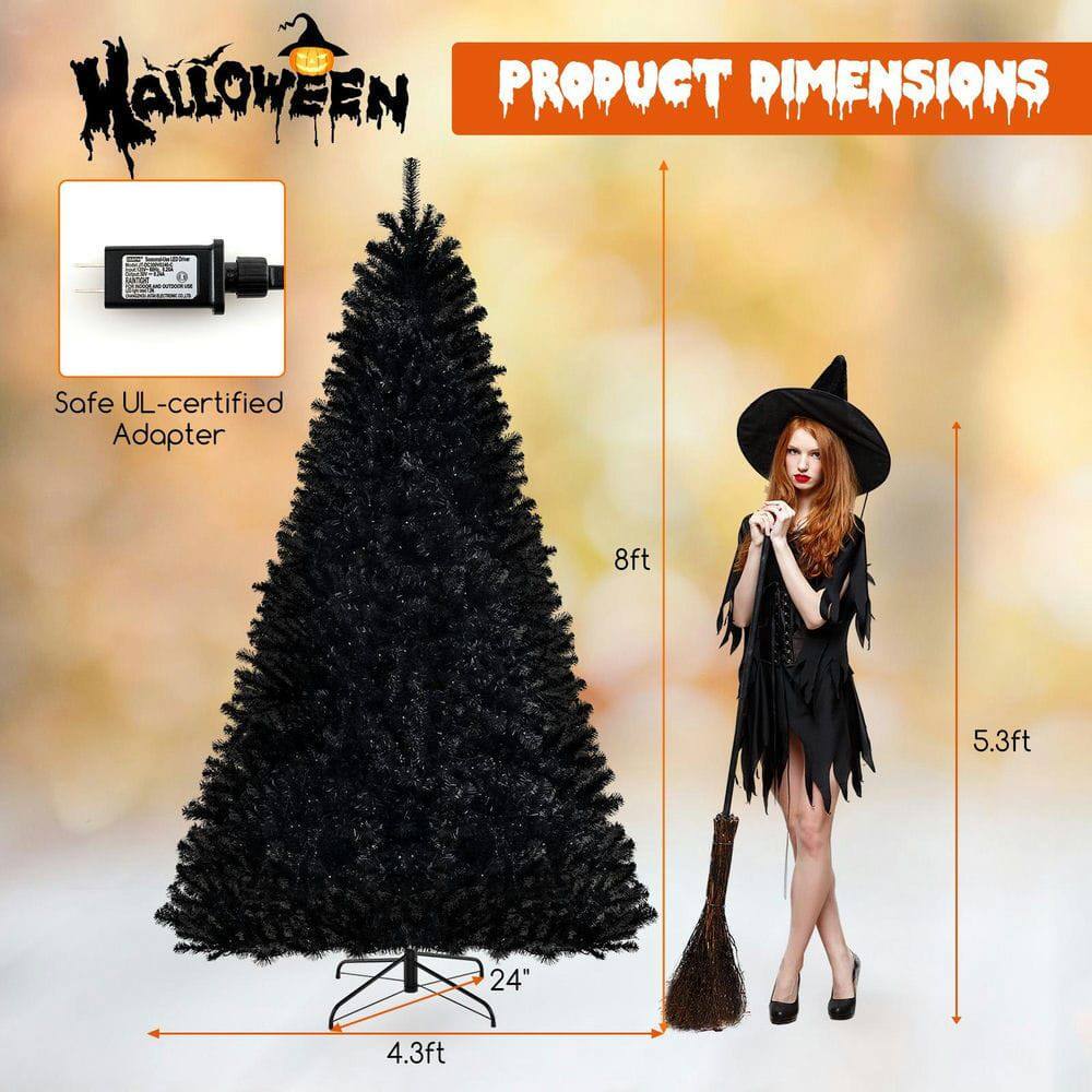 Sure, here is the corrected and grouped text from the image:

---

**Halloween**

**PRODUCT DIMENSIONS**

- Safe UL-certified Adapter

- 8ft
- 5.3ft
- 24"
- 4.3ft

---