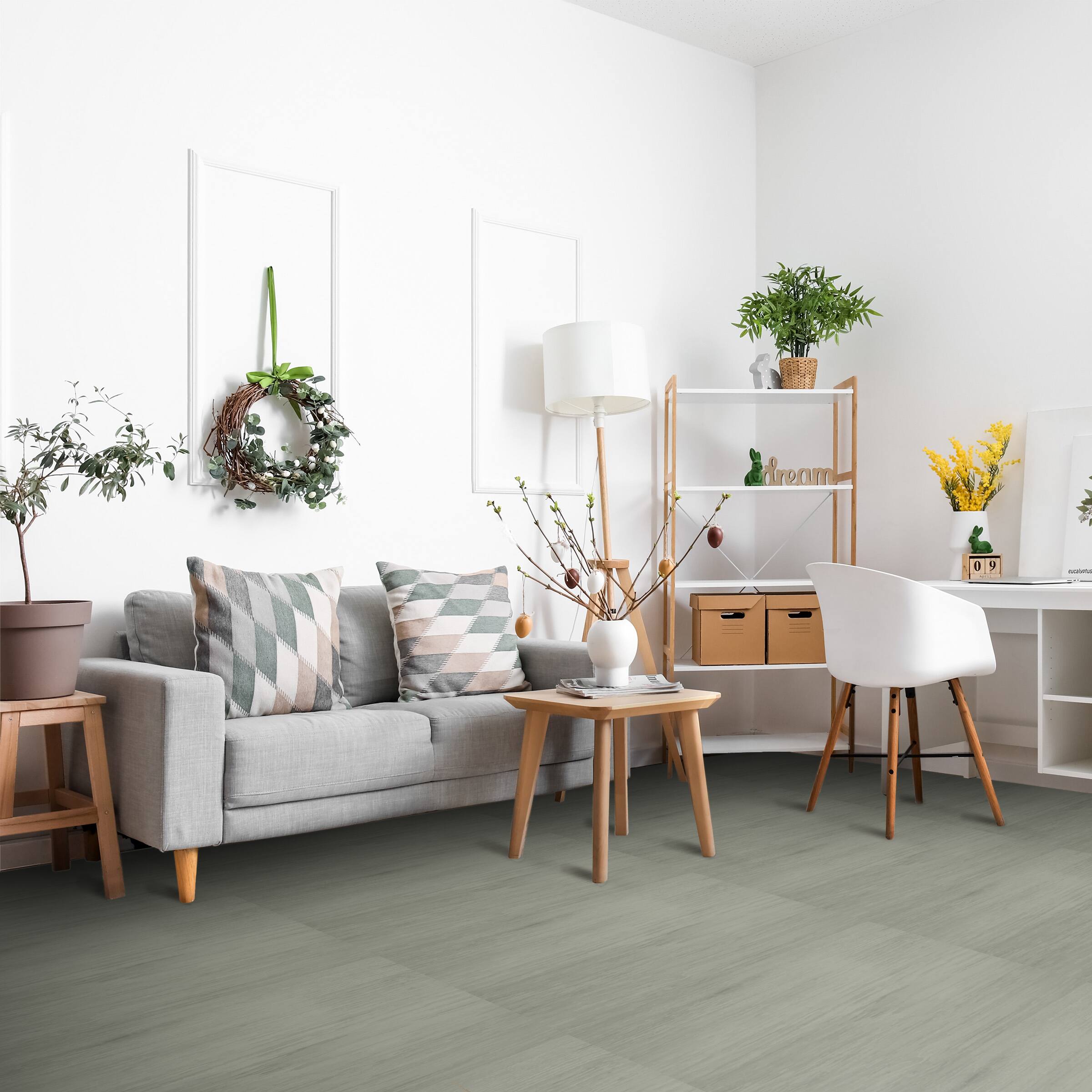 Alt View 1. Sorbus - Sorbus 144 Sq. Ft. Wood Grain Floor Tiles Foam Mat EVA Interlocking Mats Tile 3/8-Inch Thick Flooring Mats w/Borders - Light Gray.