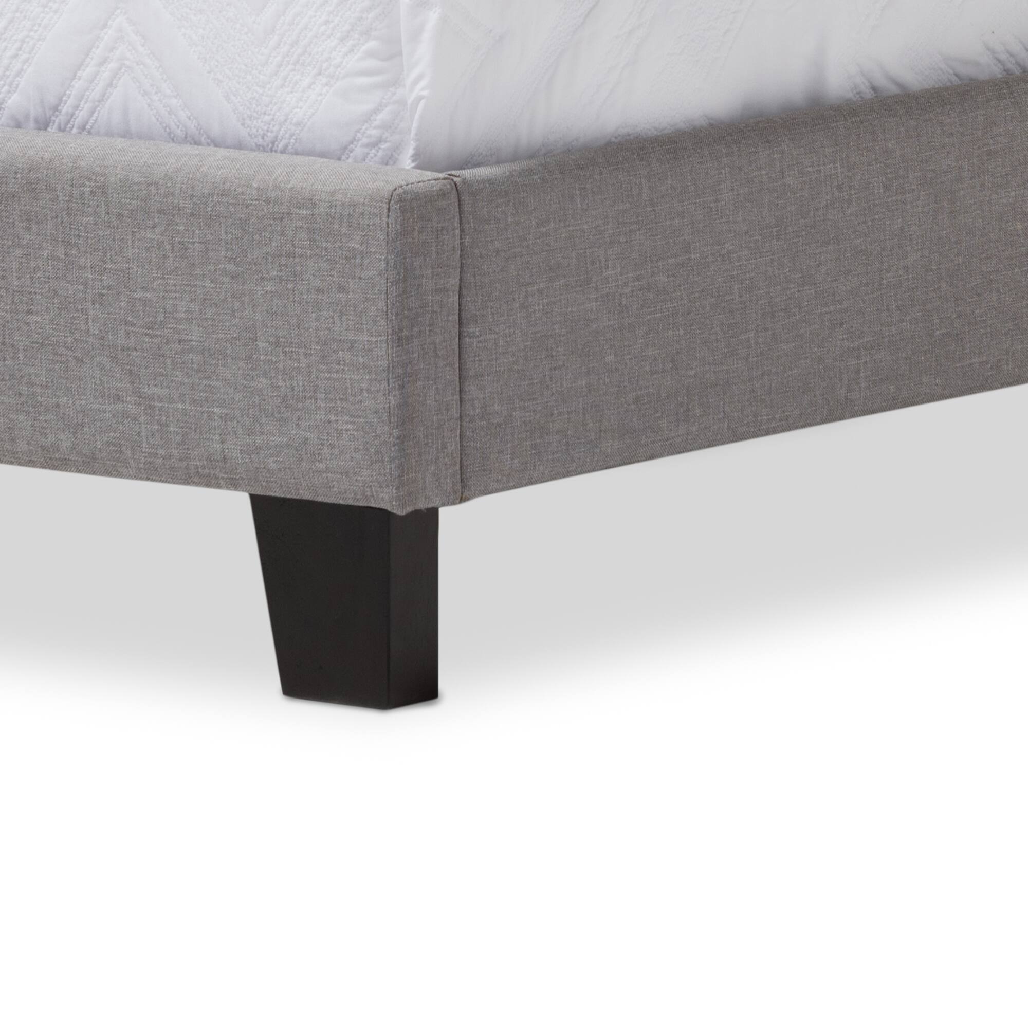 Back. Baxton Studio - Paris Modern and Contemporary Fabric Upholstered Twin Size Tufting Bed - Grey.