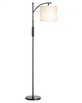 VEVOR - Dimmable Floor Lamp, Color Temperature & Brightness Adjustable, Modern Standing Lamp with Remote Control, Foot Switch - Black + White