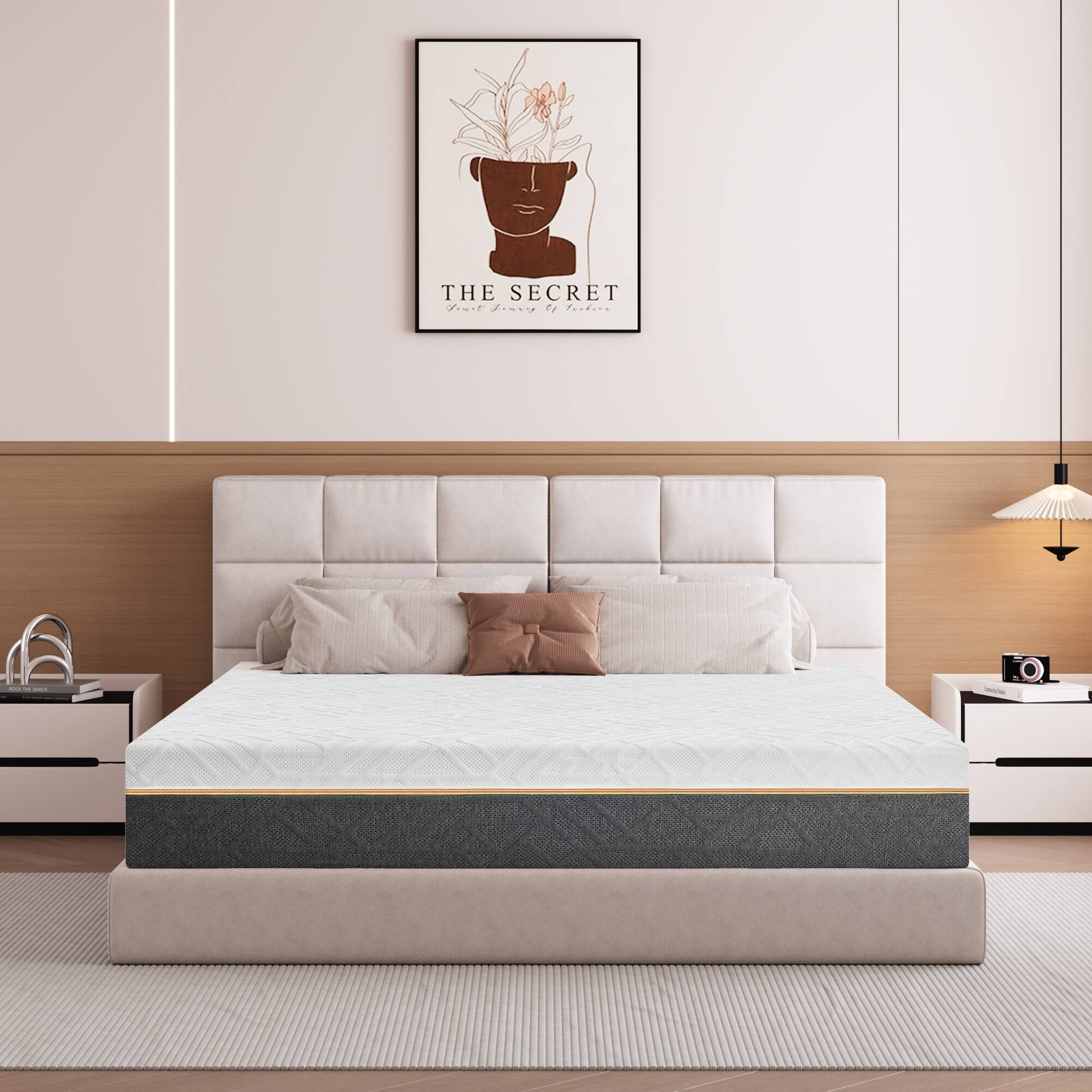 Dyonery - Medium - Extra Firm Flippable Mattress Queen, 14Inch High Density Bed-Mattress in Box - White