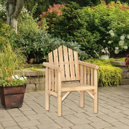 Front. Hivvago - Wooden Patio Dining Armchair with Sturdy Frame for Outdoor Seating - Natural.