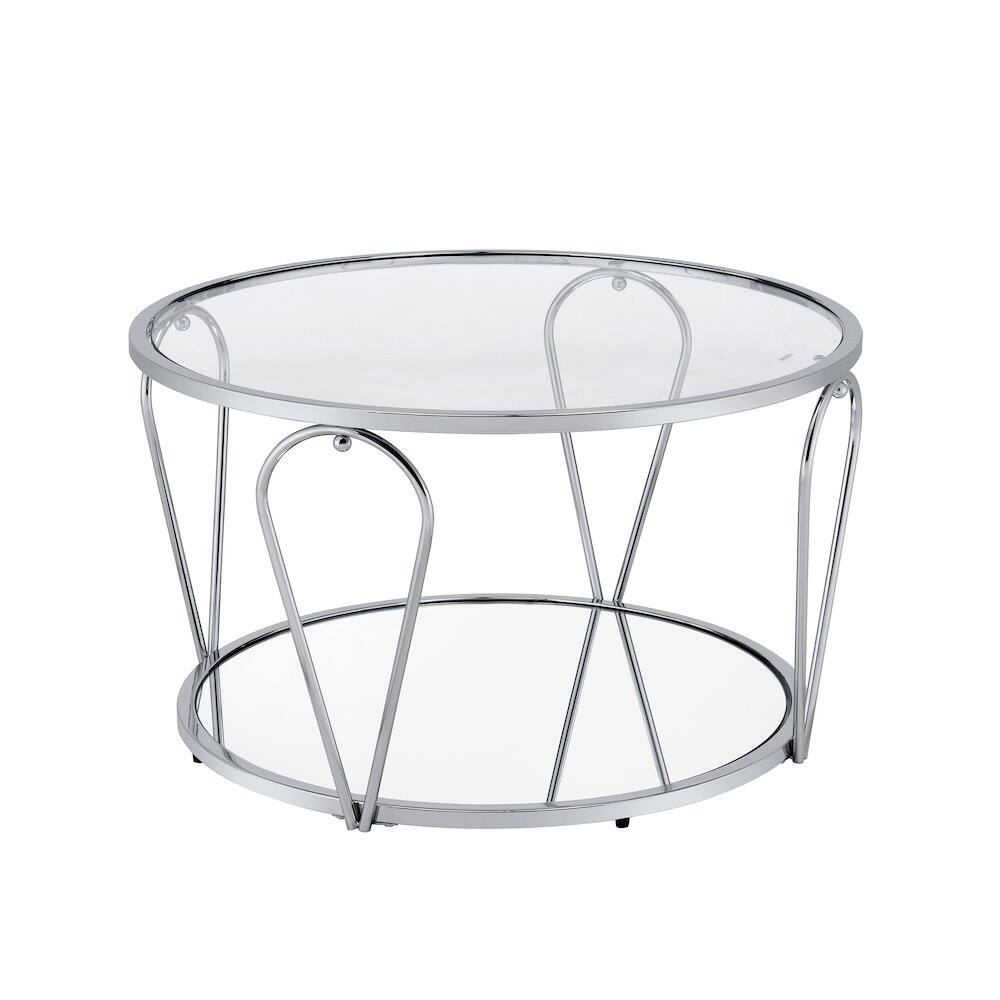 Front. Furniture of America - Miffa Contemporary Metal 1-Shelf Coffee Table - Silver.