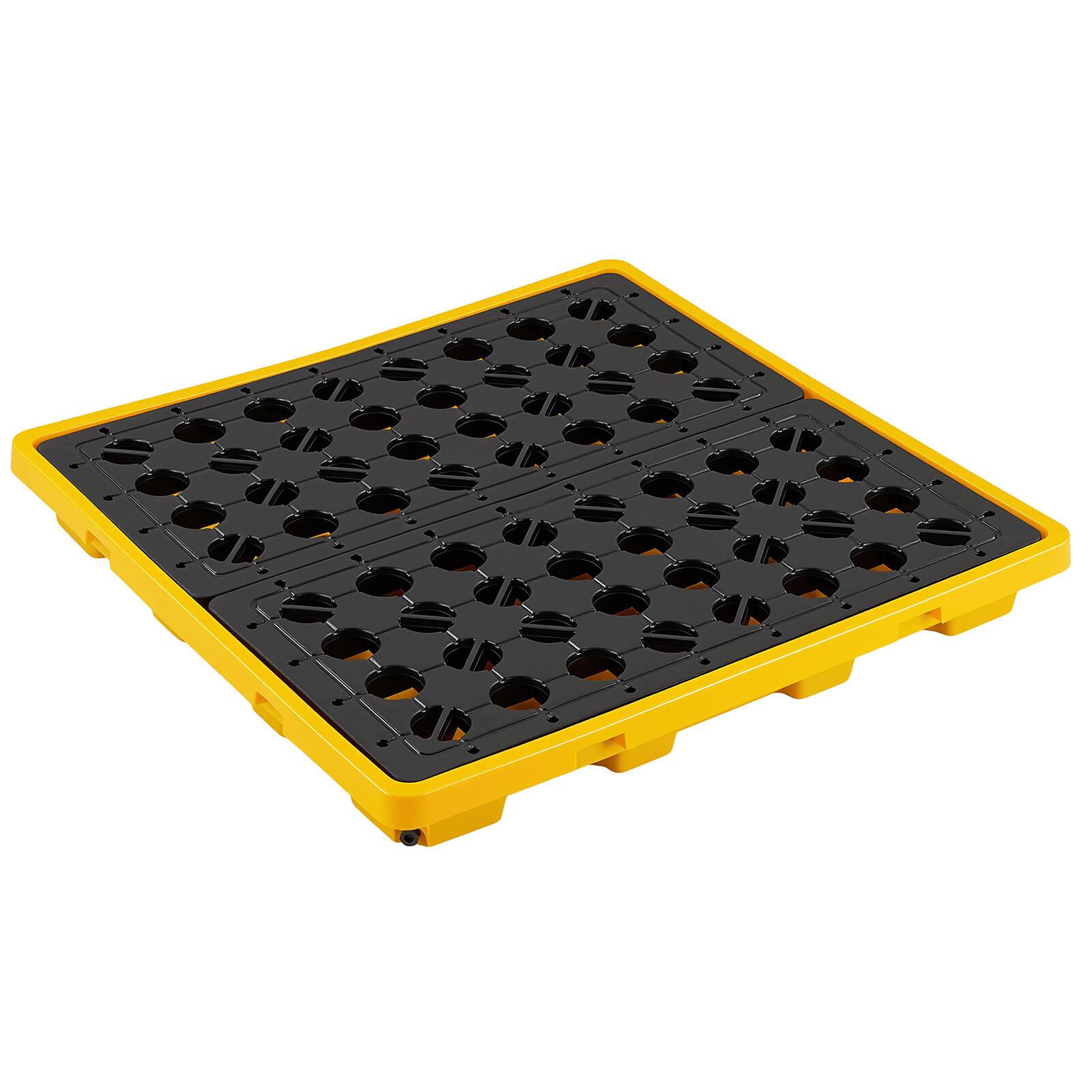 Alt View 5. VEVOR - Spill Containment Pallet, 4 Drum Low Profile Spill Containment Modular Platform, 31 Gallon Sump, 8818 lbs Load Capacity - Black;Yellow.