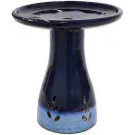 Sunnydaze - Classic Duo-Tone Cut-Out Ceramic Bird Bath - 20.5 in - Dark Blue