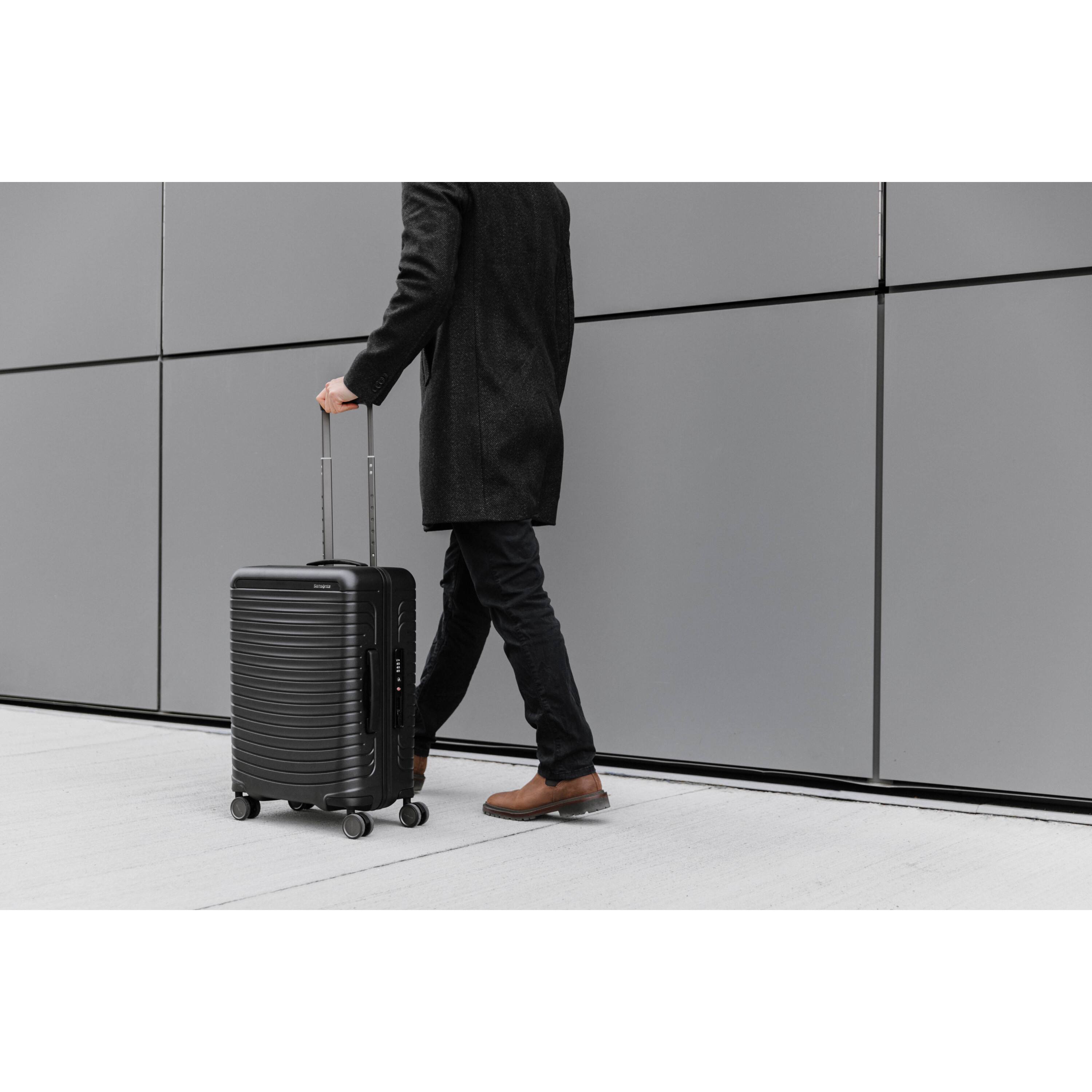 Alt View 4. Samsonite - Framelock Max Carry On Spinner Suitcase - Asphalt Black.