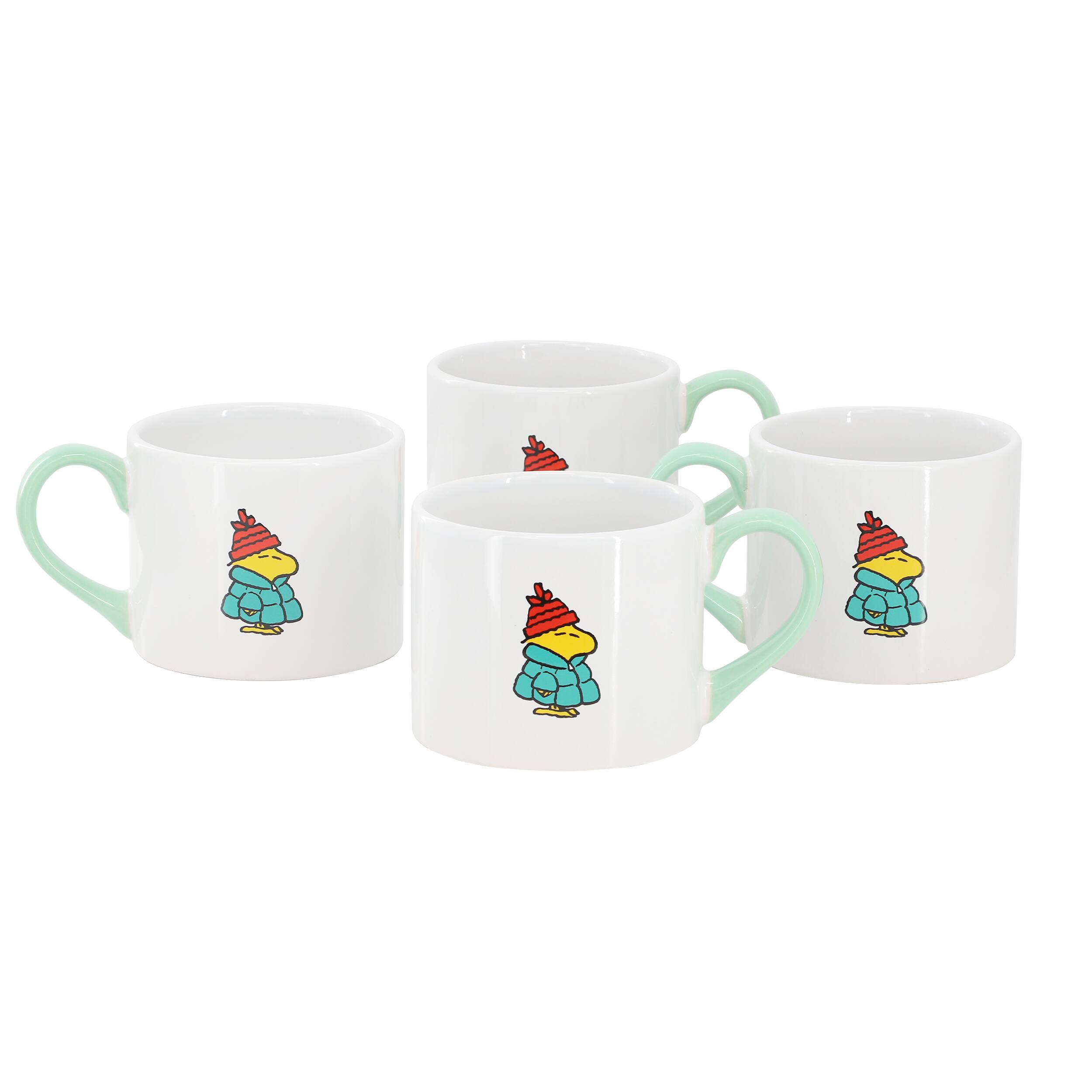 Front. Peanuts - Peanuts All Bundled Up 4 Piece 19 Ounce Stackable Stoneware Mug Set - Assorted.