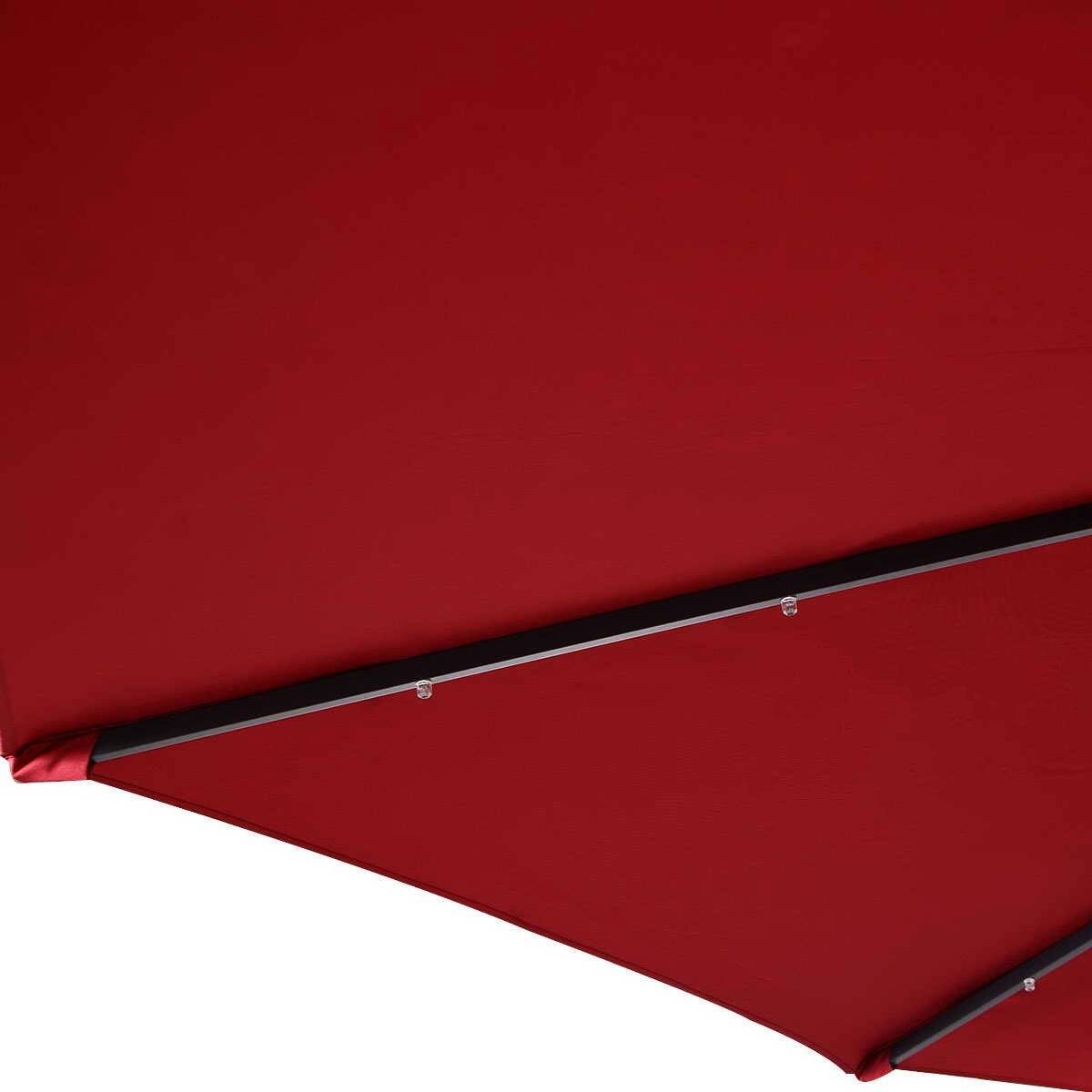 Alt View 4. WELLFOR - 9FT Patio Solar LED Umbrella with Tilt and Crank Lift.