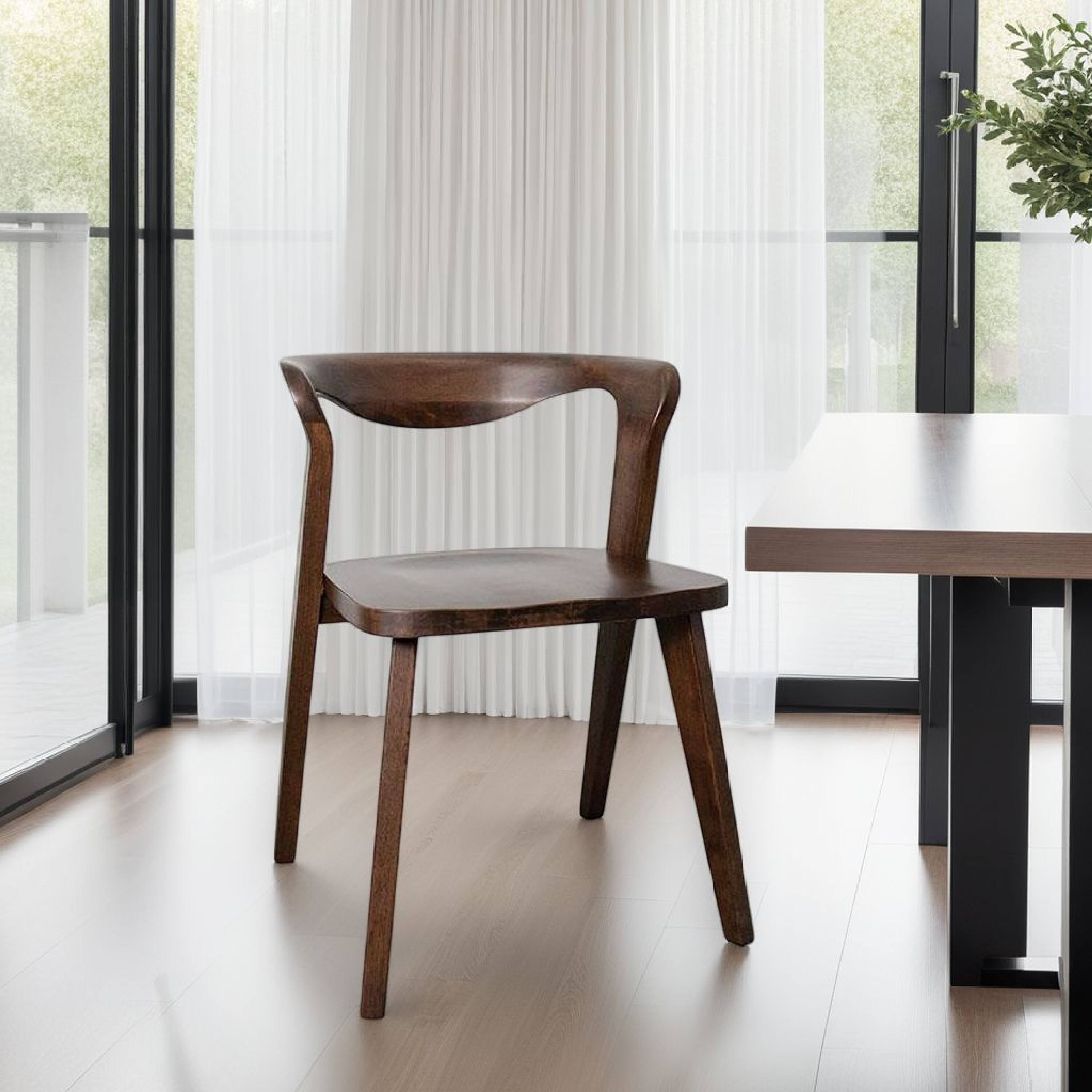 Alt View 5. Manhattan Lane - Rumy Dining Side Chair Set of 2, Open Back, Walnut Brown Solid Wood - Walnut Brown.