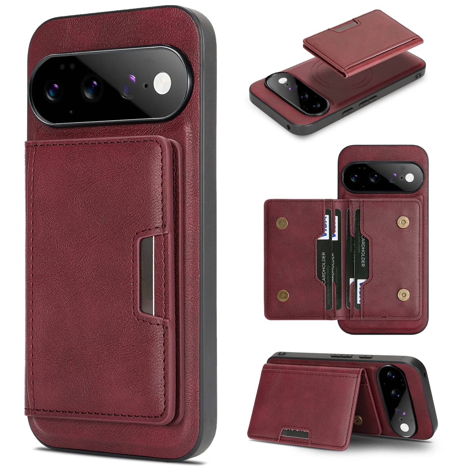Dteck - Wallet Case for Google Pixel 11 Pro XL, Compatible with MagSafe Accessory Detachable Magnetic Card PU Leather Cover - Winered price history on PriceWatchPro