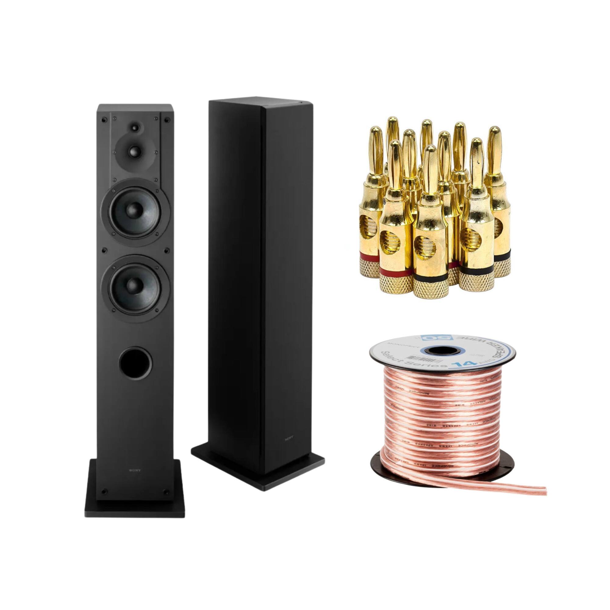 Front. Sony - Sony SS-CS3M2 3-Way Floorstanding Single Speaker System (Black) Bundle.