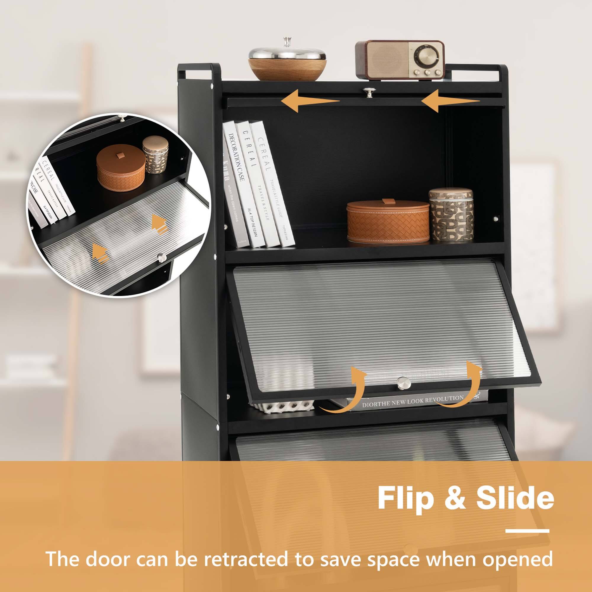 REAL CEREAL  
DECORATION CASE  
CEREAL  
CEREAL  
B.STRA  
Teamiatrne  
NEW LOOK REVOLUTION  
DIOR THE NEW LOOK REVOLUTION  

Flip & Slide  
The door can be retracted to save space when opened