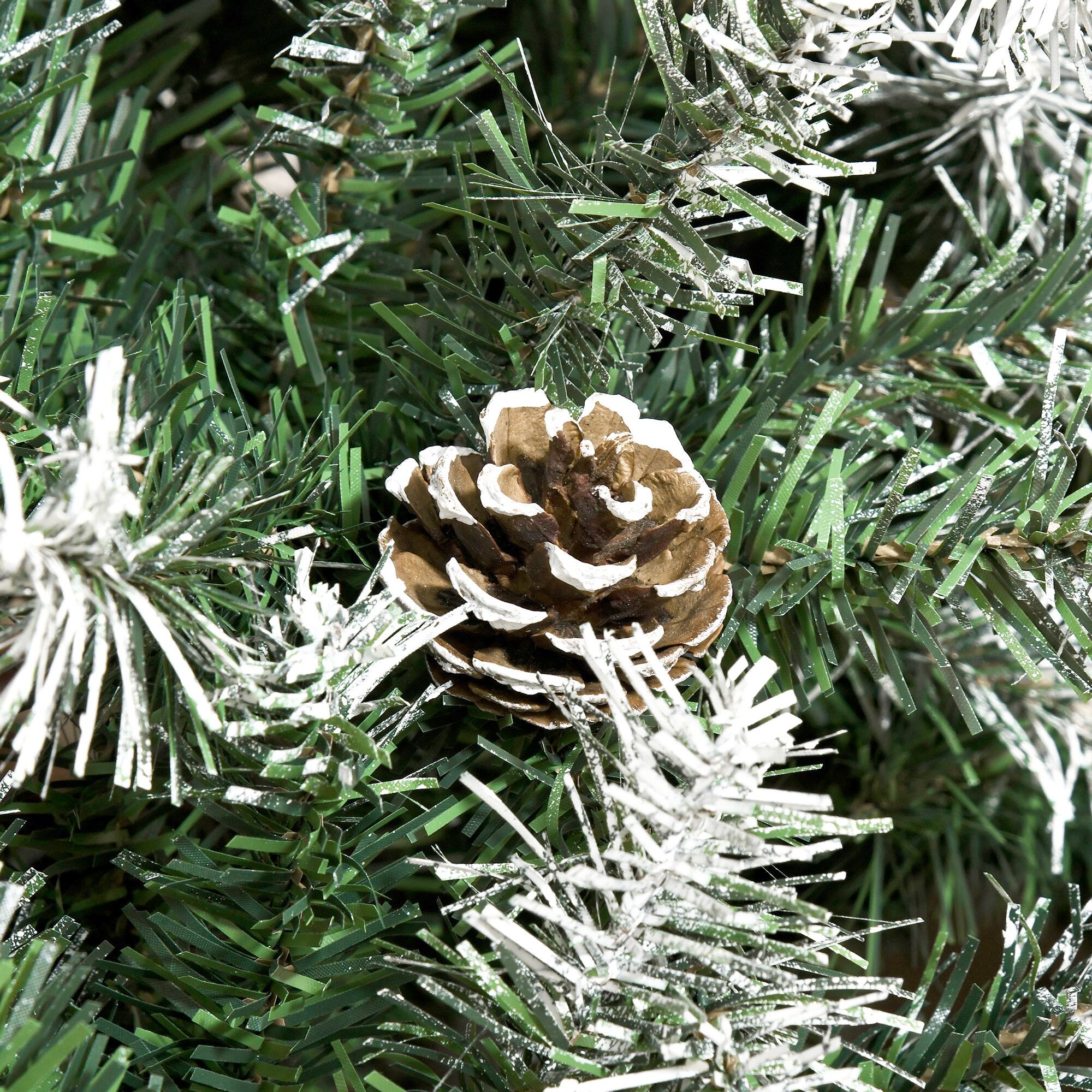 Alt View 7. Homcom - Snow-Dusted Artificial Christmas Tree, Unlit Flocked Christmas Tree with 61 Pine Cones, Full Fake Fir Tree - Green.