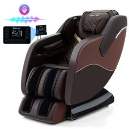 Costway - SL Track Zero Gravity Massage Recliner with Thai Stretch Foot Rollers Voice Control - Brown