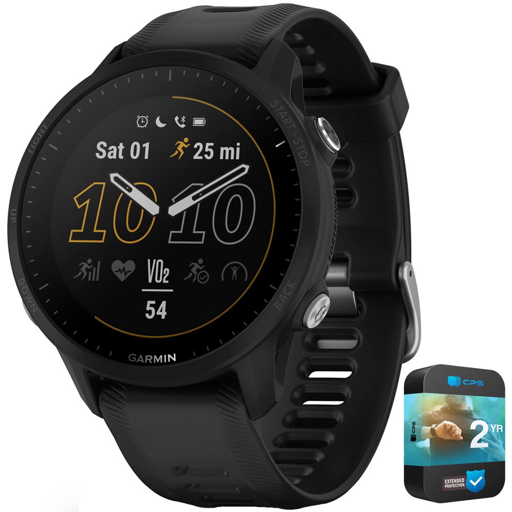 Garmin - Forerunner 955 Solar GPS Smartwatch Black with 2 Year Extended Warranty - Black - (2022)