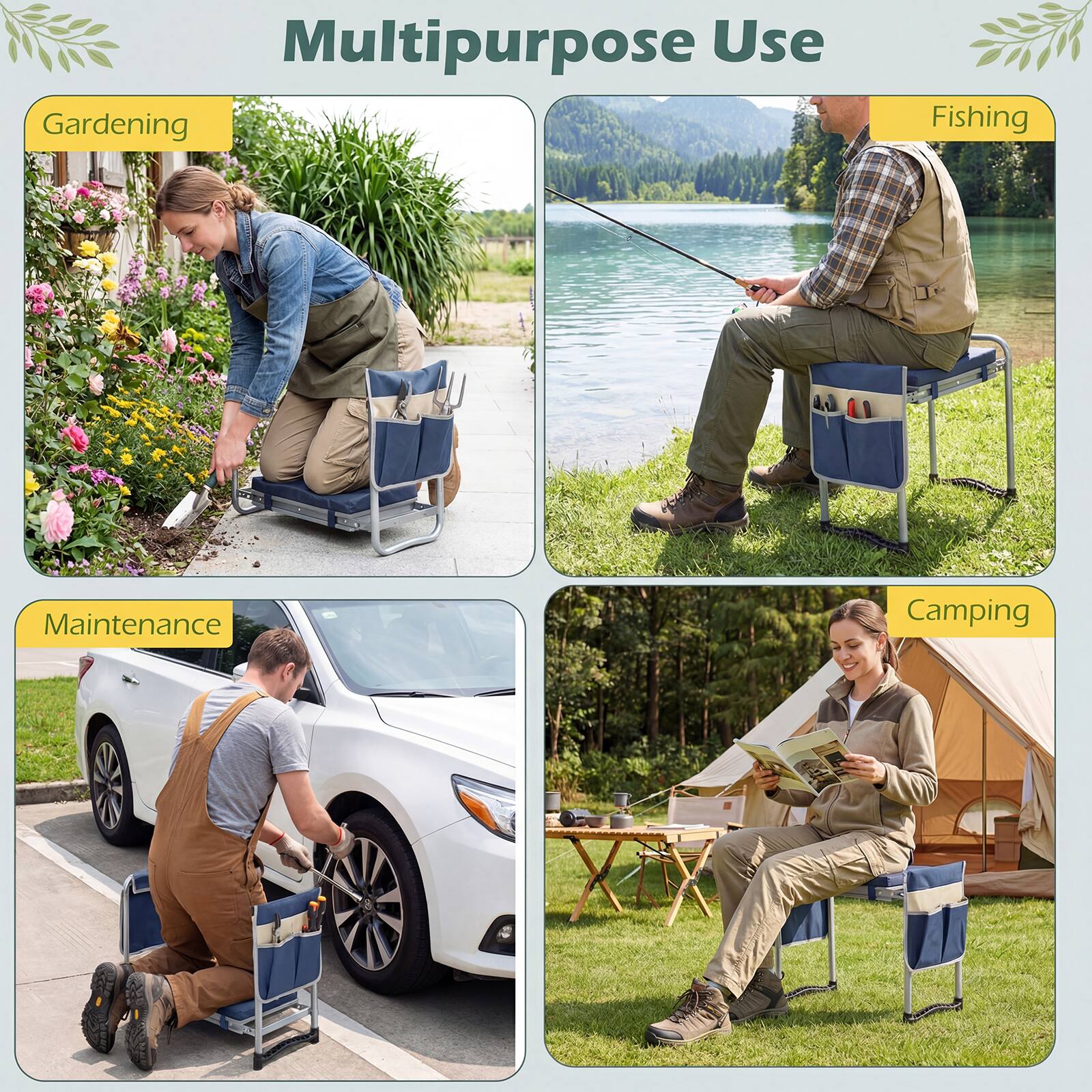 Multipurpose Use  
Gardening  
Fishing  
Maintenance  
Camping