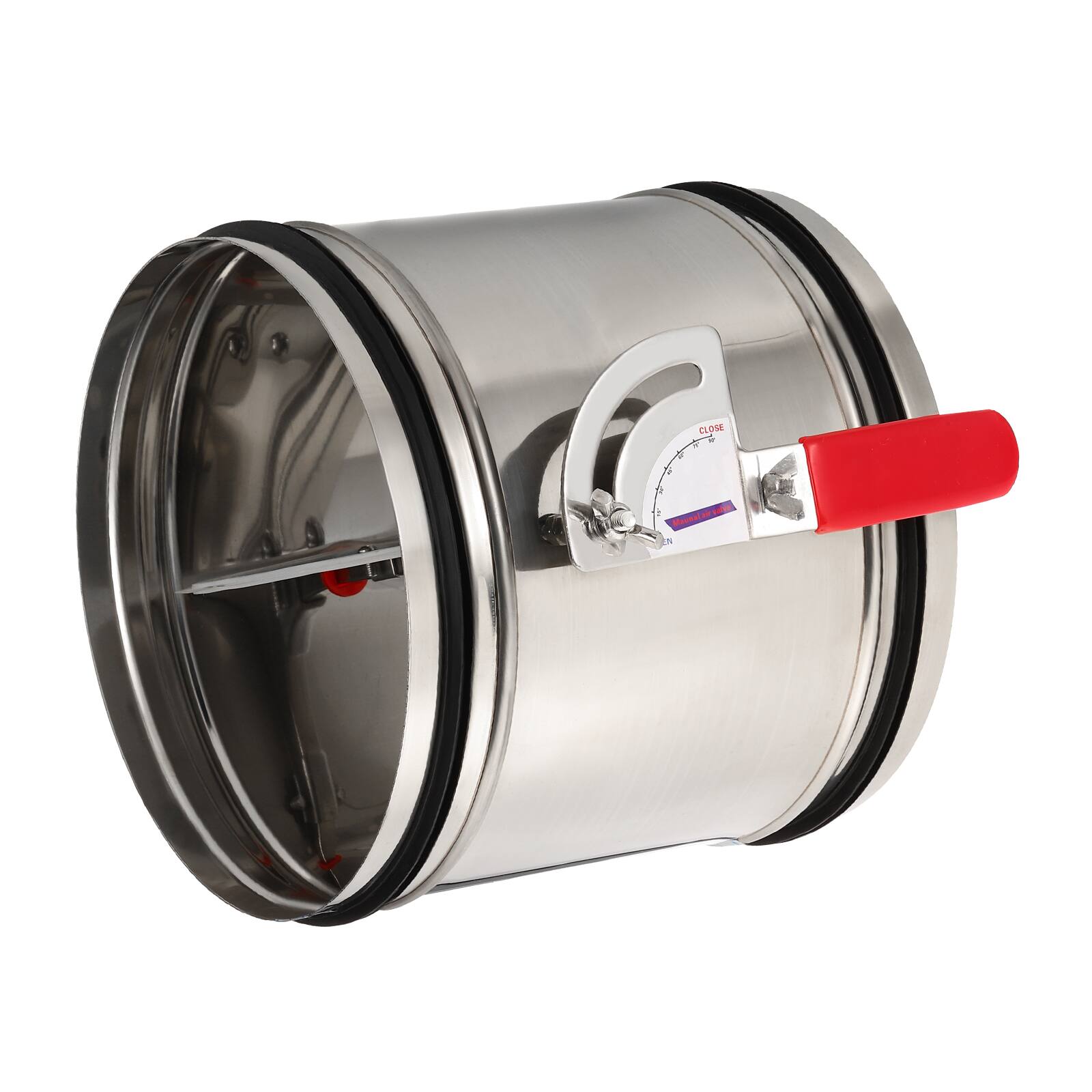 Front. Unique Bargains - 8 Inch HVAC Duct Manual Volume Backdraft Damper, Adjustable Airflow Ducting Branch Vent Damper with Silicone Seal - Silver.