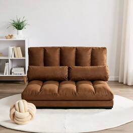 Kadyn - Floor Chair, Sofa Chair, Floor Seat,6-Position Foldable Floor Sofa Bed with Detachable Cloth Cover-Brown - Brown