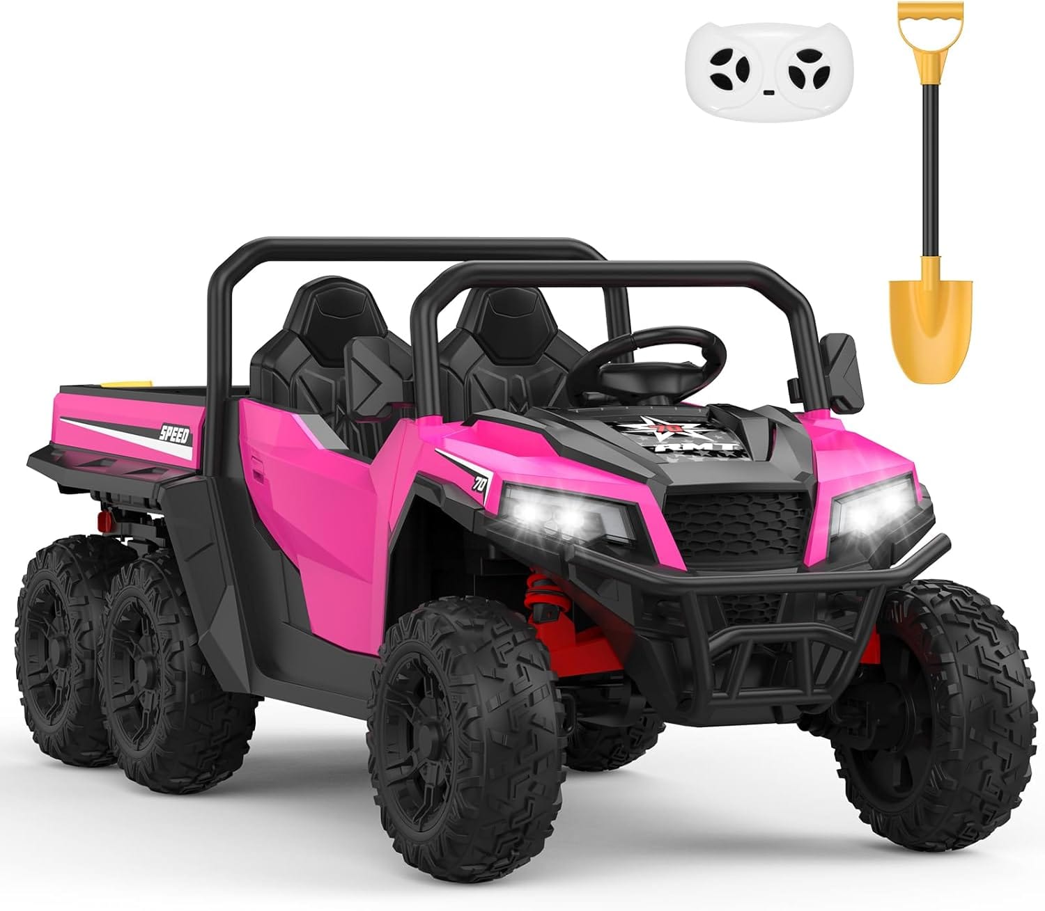 Homhougo - 24V Ride On Dump Truck Toy, Remote Control, Dump Bed, Gift for Kids