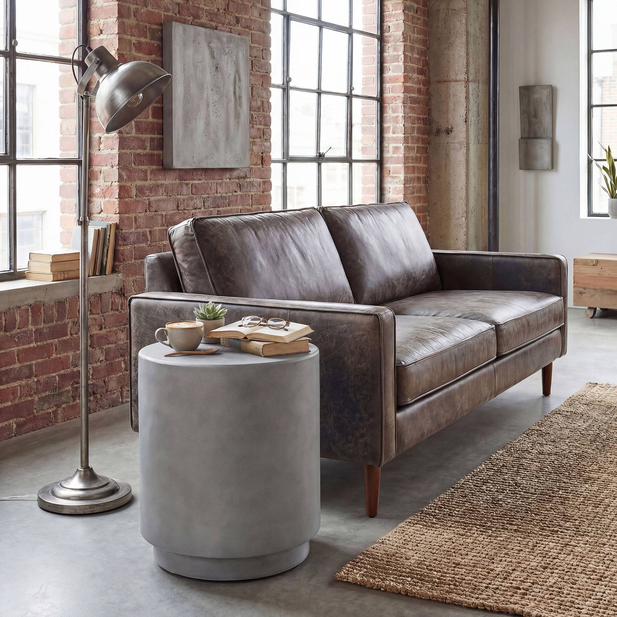 Alt View 7. Homcom - Accent Table with Concrete Finish Round Side Table - Gray.