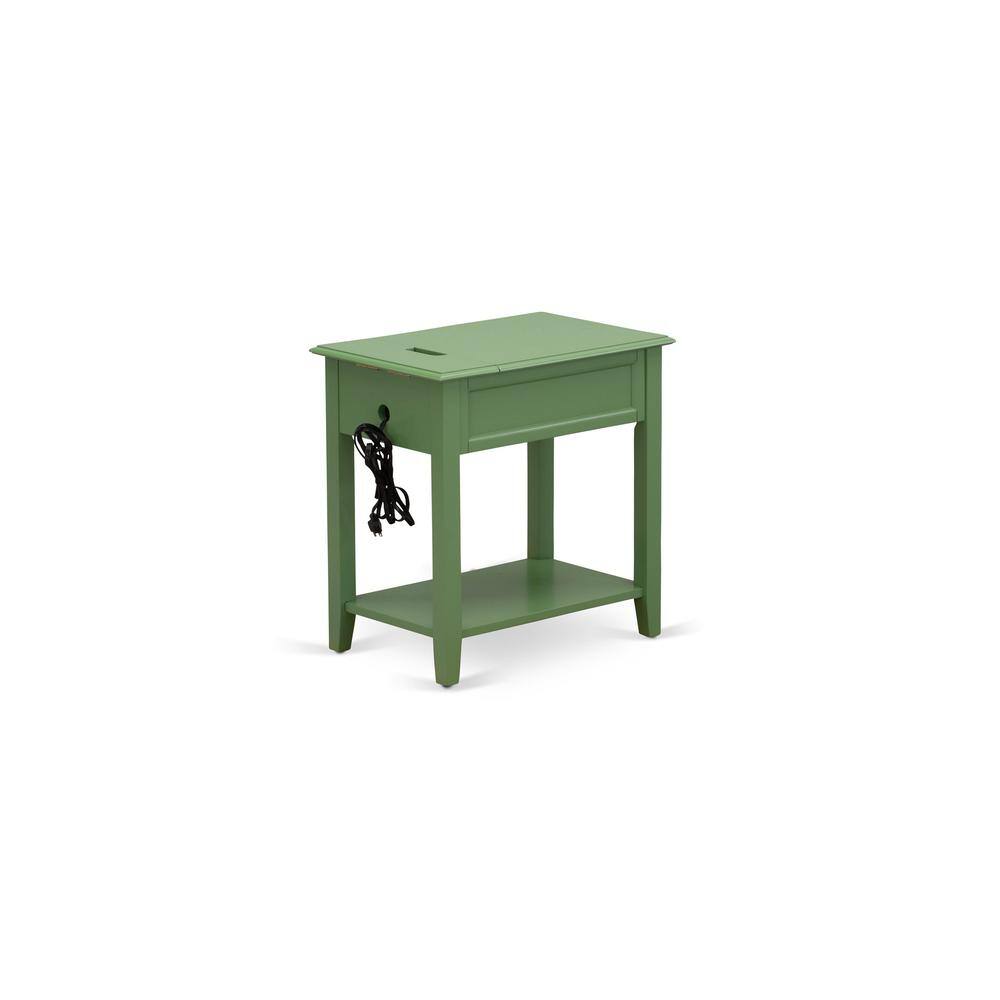 Alt View 1. East West Furniture - East West Furniture DE-12-ET Bedroom Nightstand with 1 Wooden Drawer for Bedroom, Stable and Sturdy Constructed - - Clover Green.