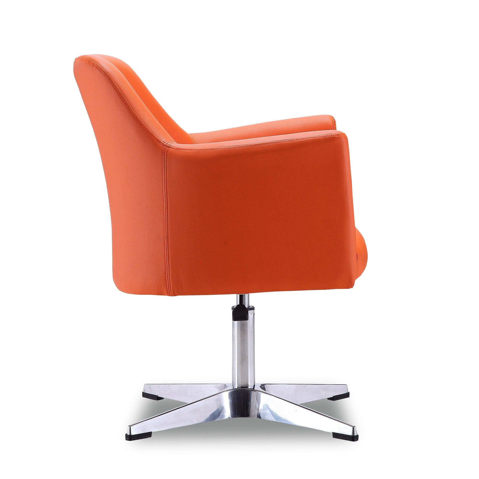 Alt View 2. Manhattan Comfort - Pelo Modern Vegan Leather Swivel Lounge Chair - Set of 2 - Orange.