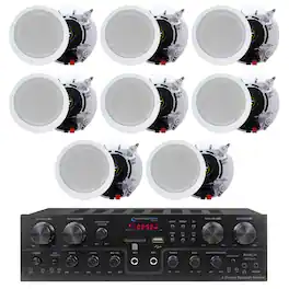 Technical Pro - 4-Room Bluetooth Audio System with 4 ch 1000W Receiver and 4 Pairs of 6.5 inch Wall Mount Speakers