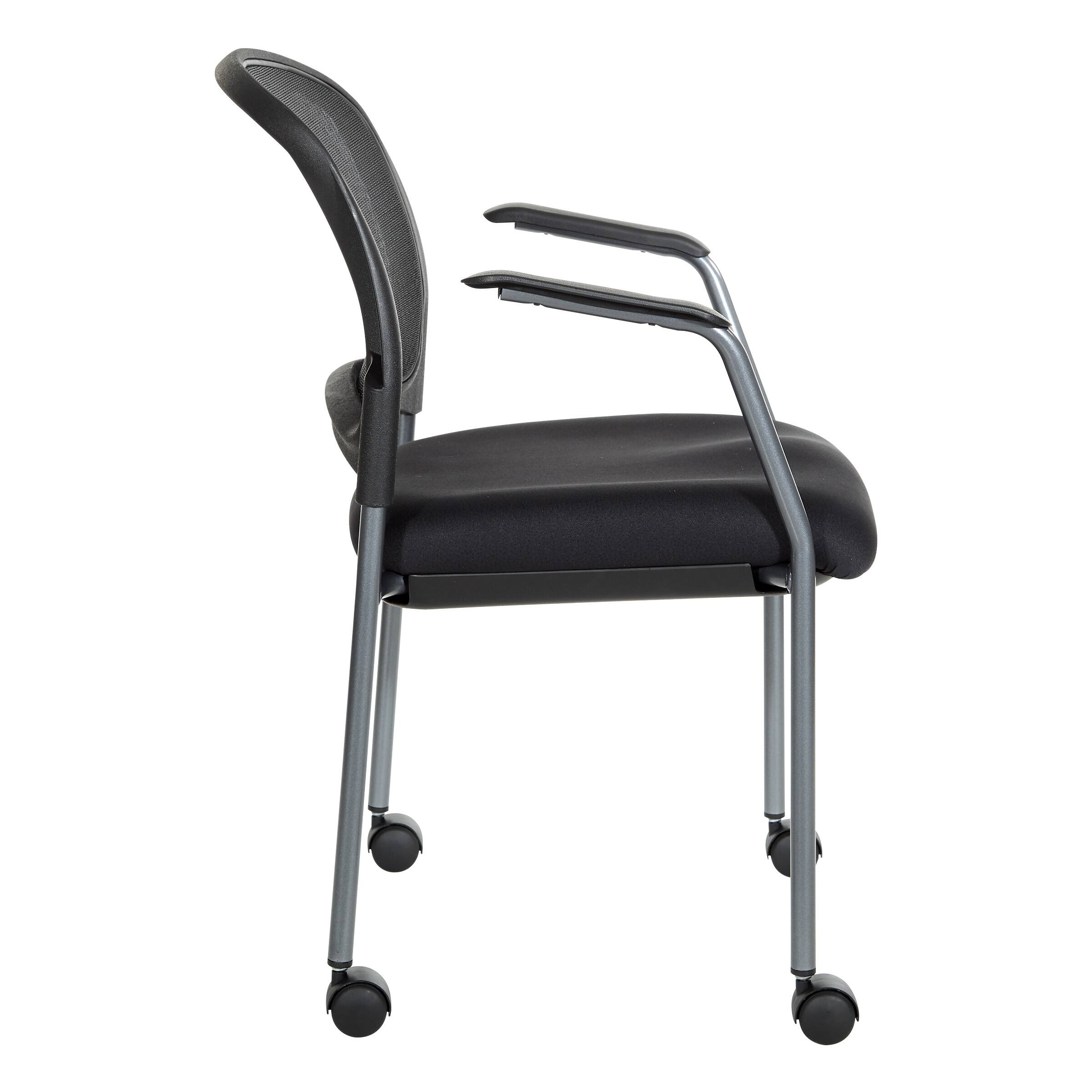 Left. Office Star Products - Titanium Finish Office Visitors Chair - Coal.
