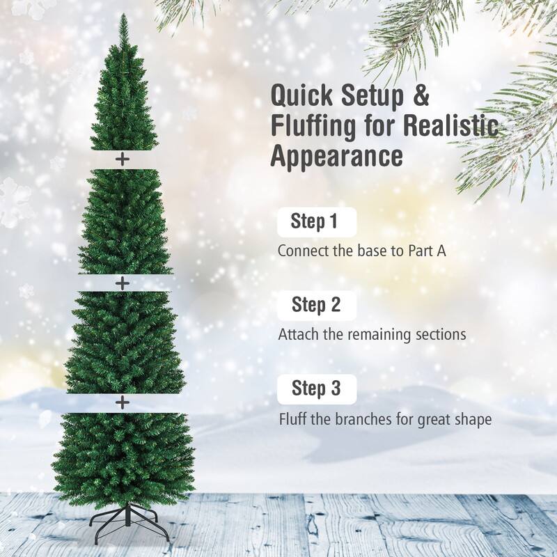 Quick Setup & Fluffing for Realistic Appearance

Step 1: Connect the base to Part A

Step 2: Attach the remaining sections

Step 3: Fluff the branches for great shape