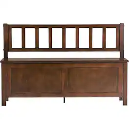 Simpli Home - Artisan Rectangular Contemporary Wood Storage Bench - Russet Brown