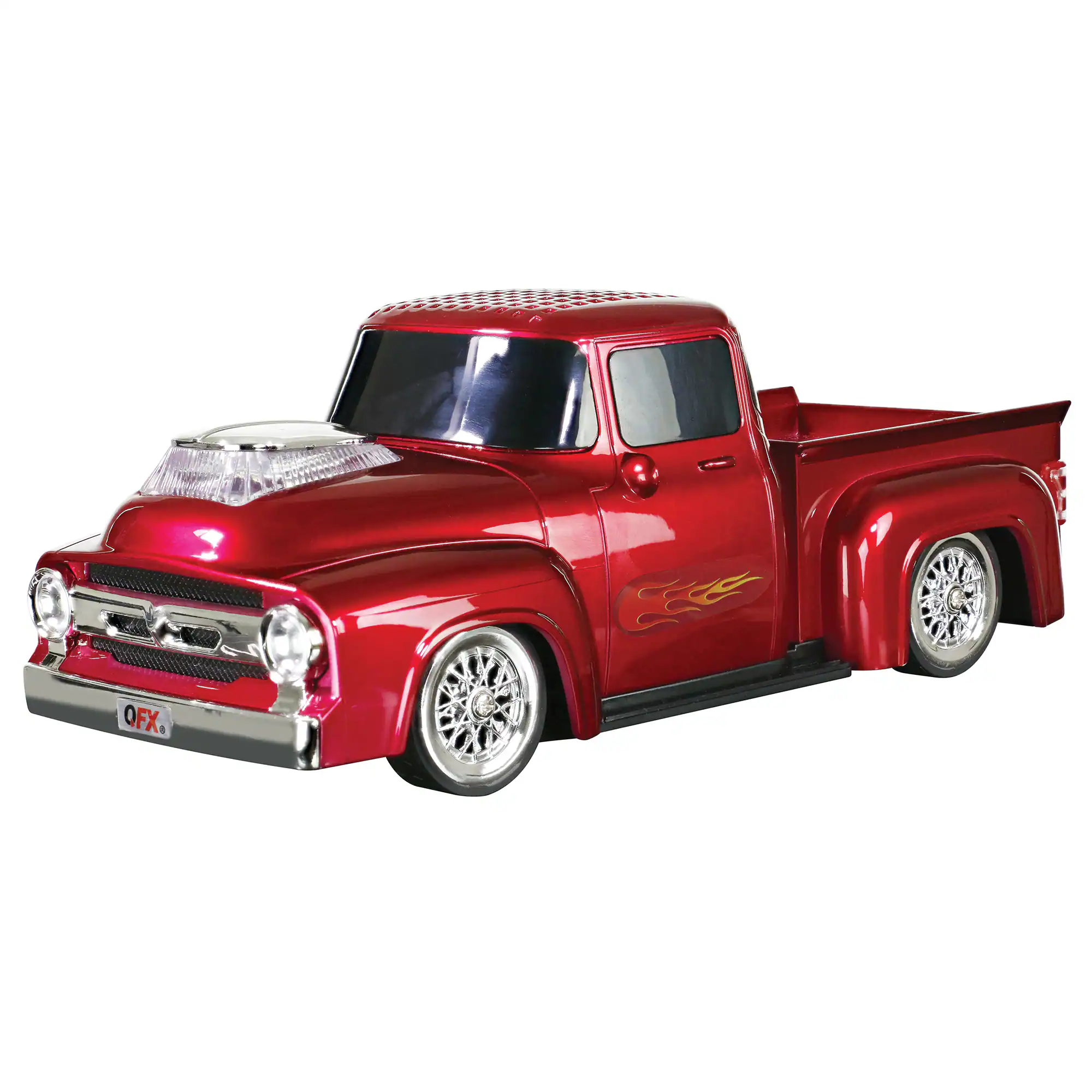 QFX - Retro Truck Portable Bluetooth Speaker with Bass Radiator and LED Lights - Red