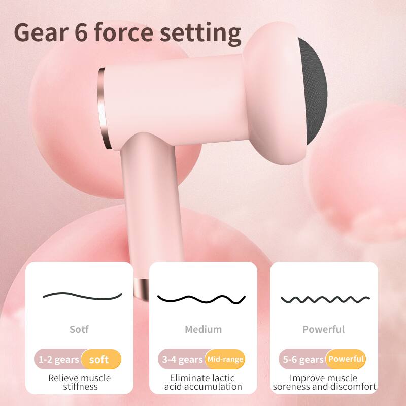 Gear 6 force setting

- Soft
  - 1-2 gears
  - Relieve muscle stiffness

- Medium
  - 3-4 gears
  - Mid-range
  - Eliminate lactic acid accumulation

- Powerful
  - 5-6 gears
  - Improve muscle soreness and discomfort