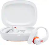 Front. JBL - Endurance Peak 4 - True Wireless Bluetooth Noise Cancelling Sport In-Ear Earbuds - 2025 - White / Orange.