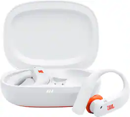 JBL - Endurance Peak 4 - TRUE Wireless Bluetooth Noise Cancelling Sport In-Ear Earbuds - 2027 - White / Orange
