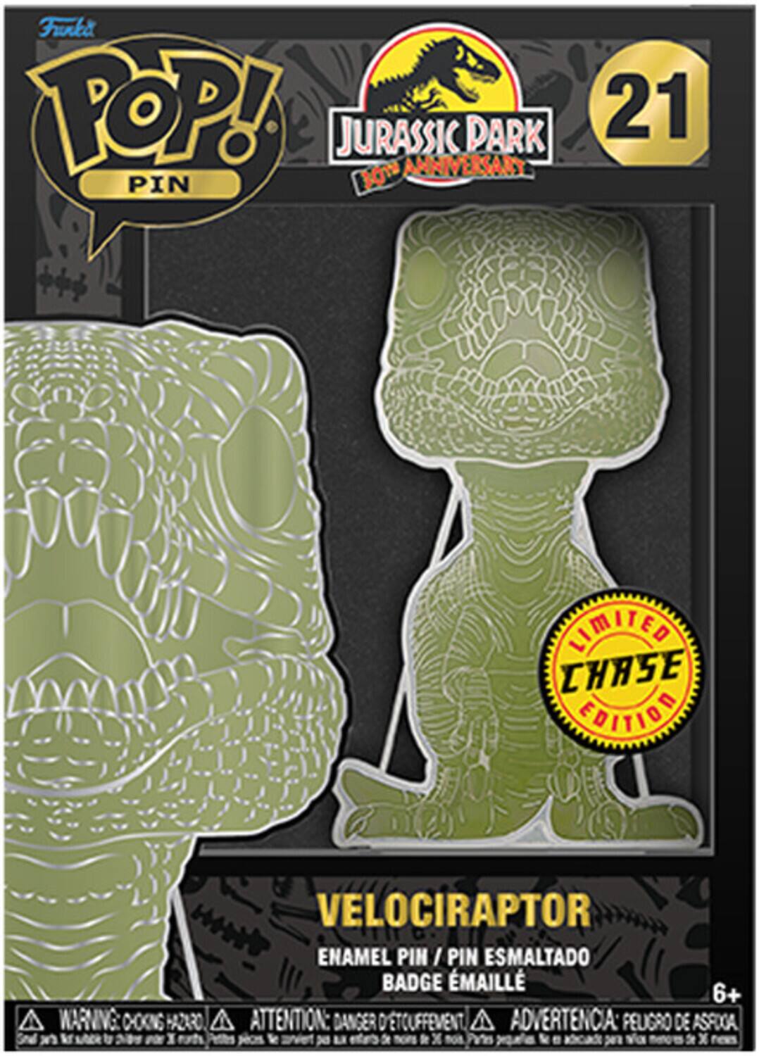 Funka POP! JURASSIC ANNIVERSARY PARK PIN [B0T 21 LIMITED CHASE EDITION SVIVAAN CHOOINS HAZARO VELOCIRAPTOR ENAMEL PIN/PI n PIN ESMALTADO BADGE EMAILLE 6+ ATTENTION: DANGER D'ETOUFFEMENT ADVERTENCIA PELIGRO DE ASFOCA x