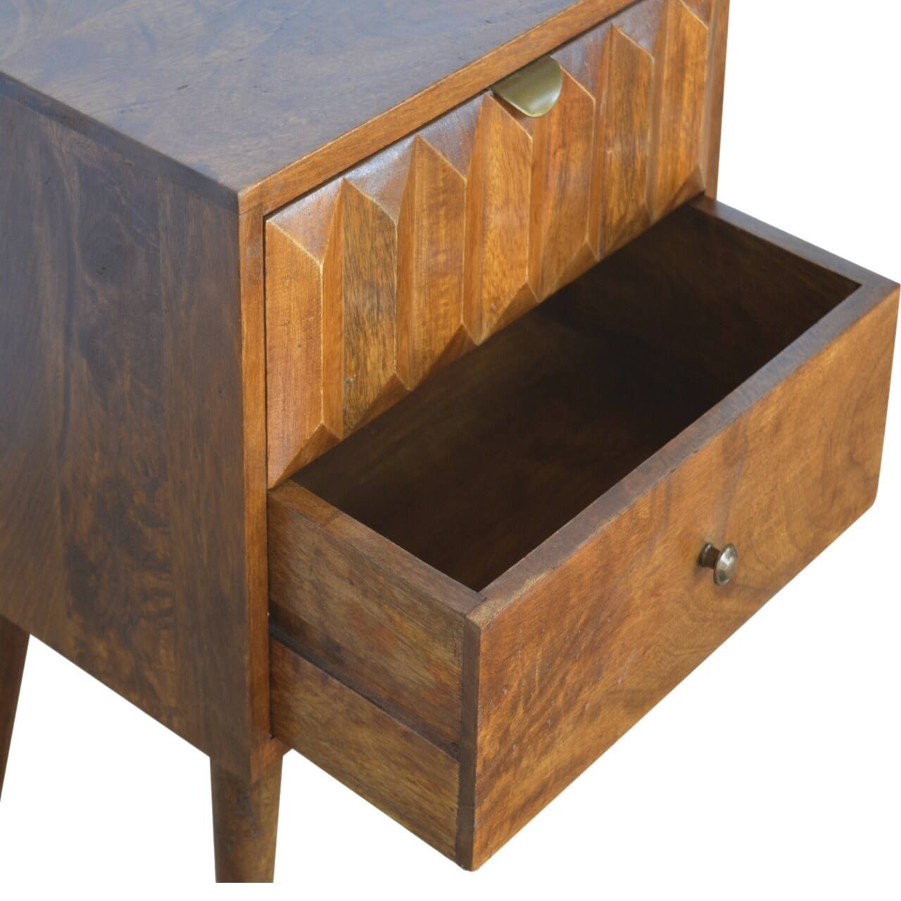 Alt View 1. Artisan Furniture - Artisan Furniture Solid Wood Chestnut Prism Nightstand, 1 Drawer, Dark Brown - Chestnut.